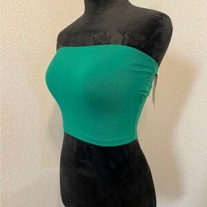 Seamless Strapless Crop Tube Top Duo - Two different Green